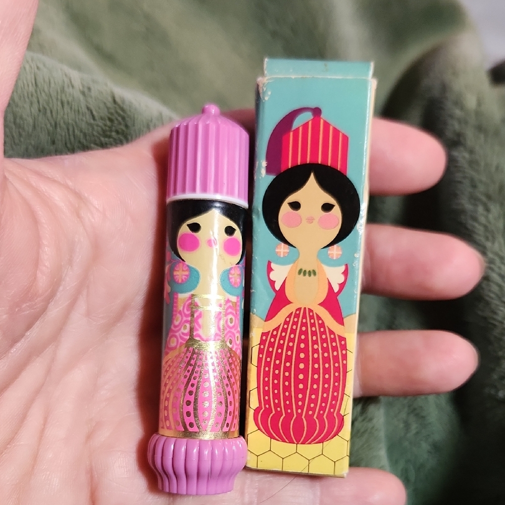 Avon Small World Fragrance DemiStik in Pink and Purple. Vintage 70s Collectible